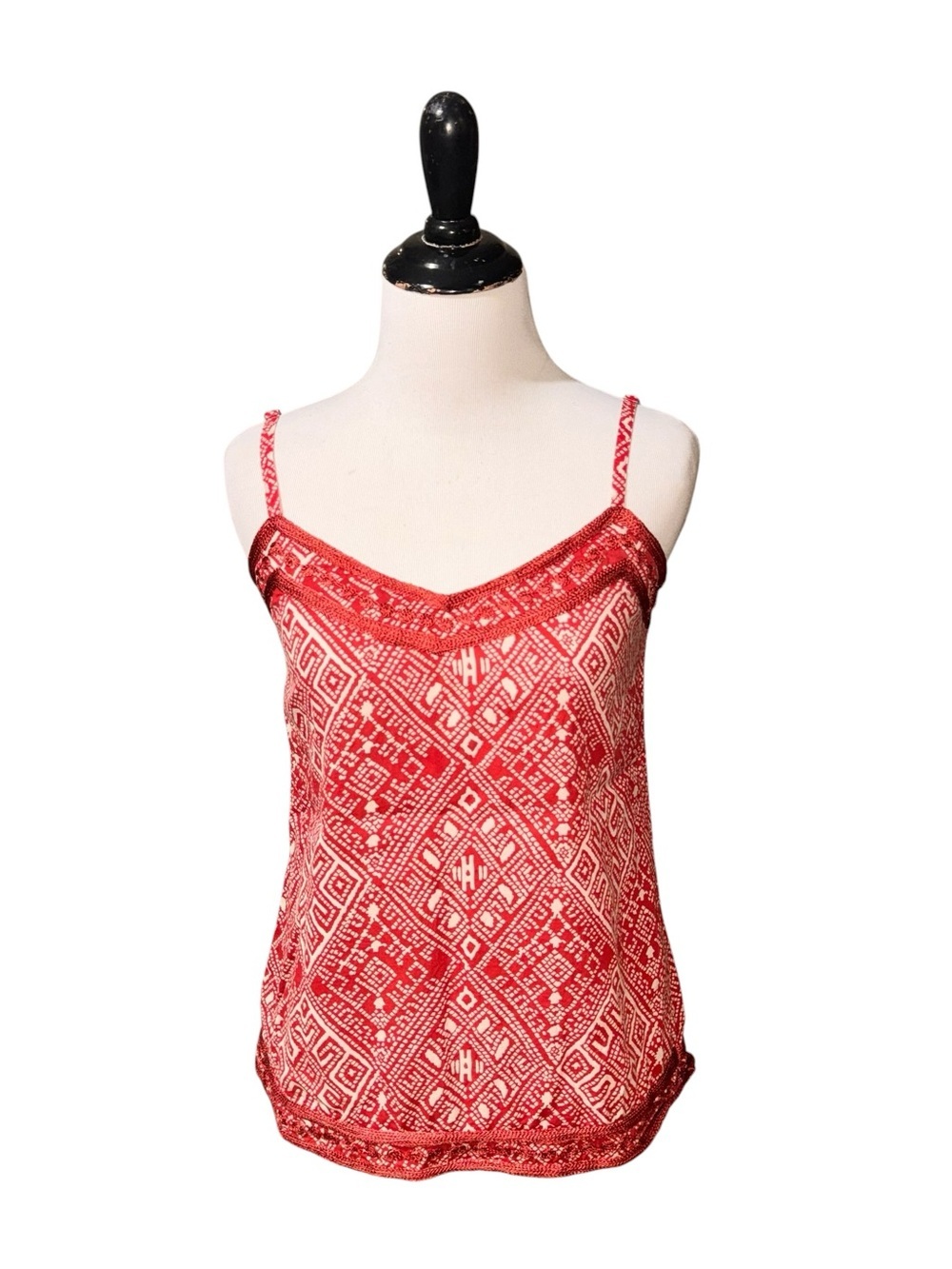 John Robshaw for Lucky Brand Women's Size XS Tank Top Embroidered Adjustable
